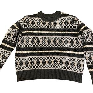 J.Crew 100% Lambs Wool Sweater xxs gray fair isle